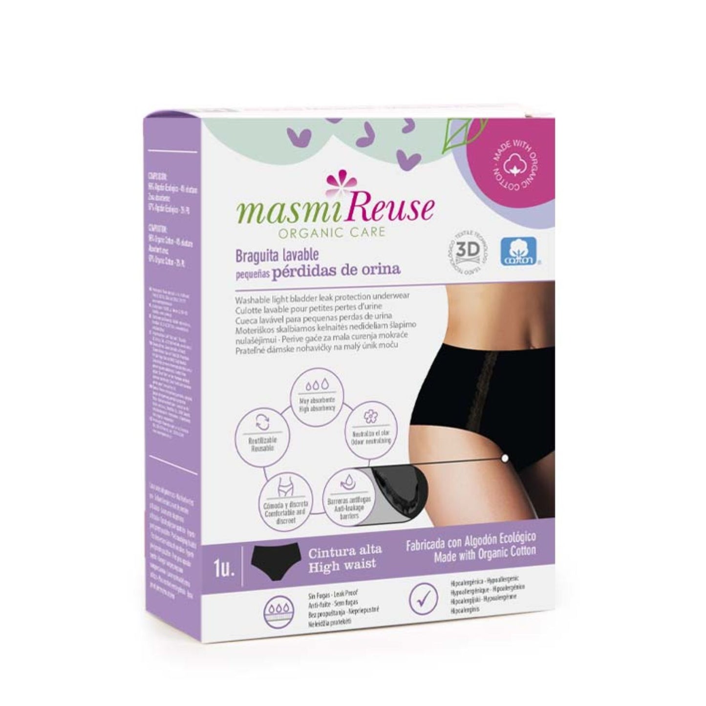 Masmi Braguita Lavable Cintura Alta Pequeñas Pérdidas Orina - Dietexpress