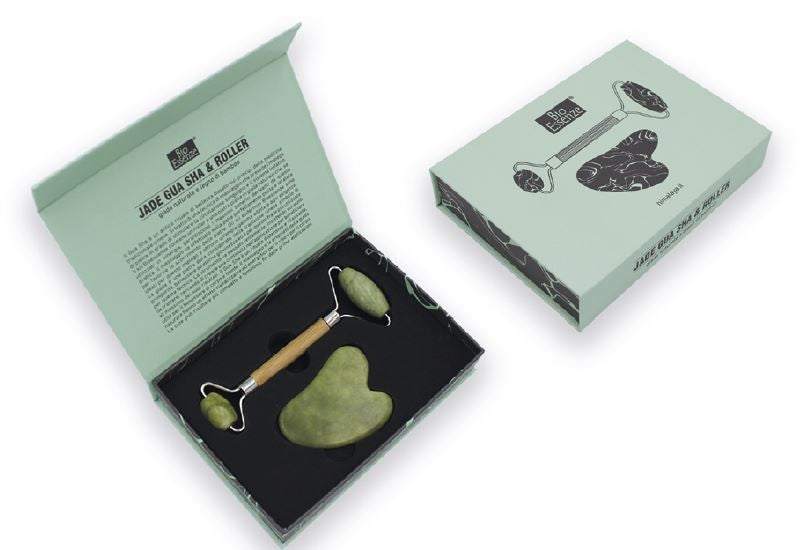 Himalaya Gua Sha y Roller Jade Verde - Dietexpress