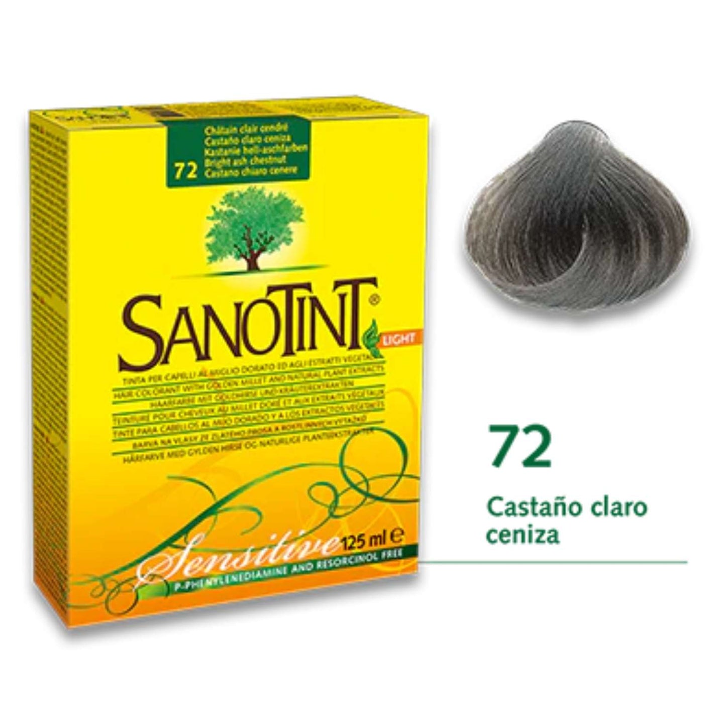 Sanotint Sensitive 72 Castaño Claro Ceniza - 125ml