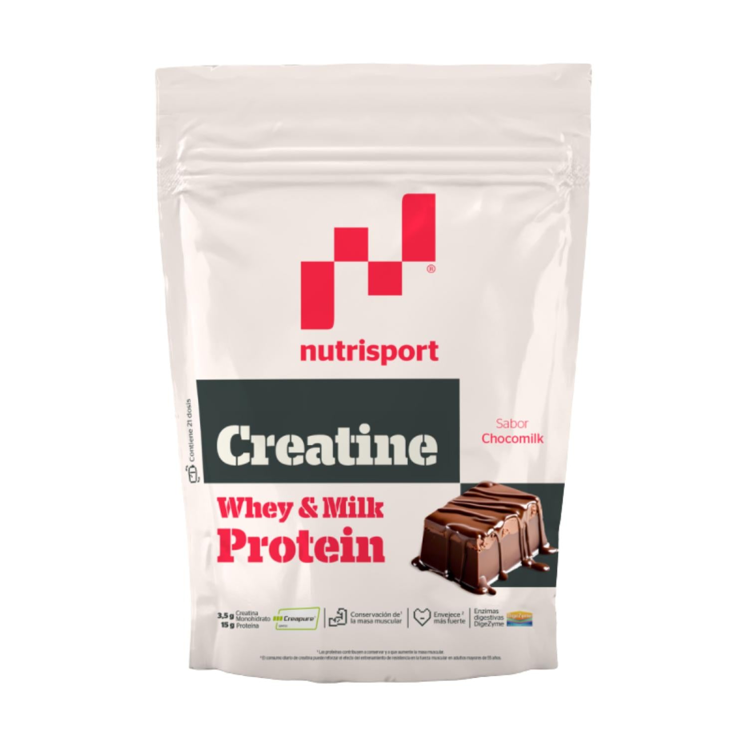 Nutrisport Creatina Creapure® y Proteina - 500g - Sabor Chocomilk