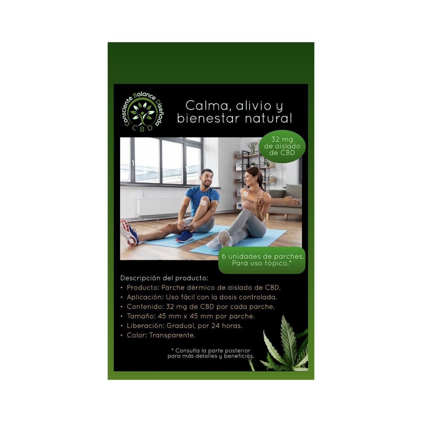 Healthy Vitalidad Parches CBD 32mg - 6 unidades