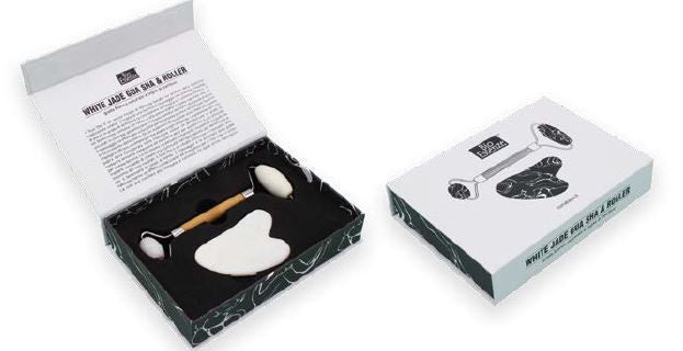 Himalaya Gua Sha y Roller Jade Blanco - Dietexpress