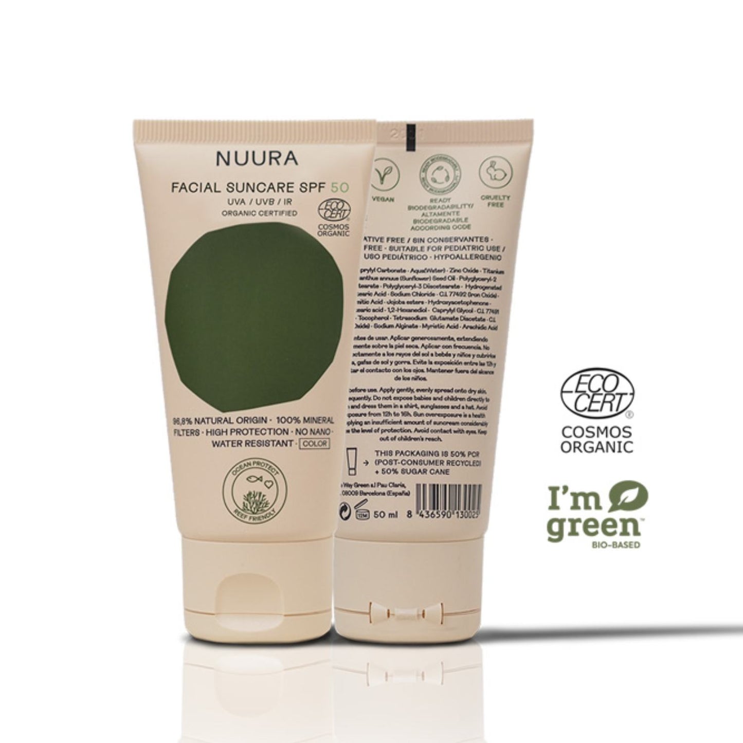 Nuura Crema Solar Facial Color SPF50 - 50ml