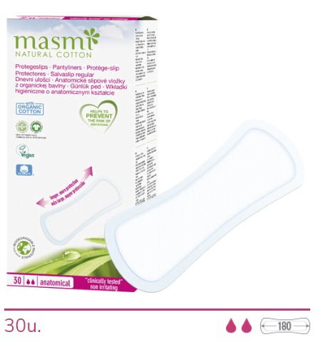 Masmi Protegeslips Anatómicos Algodón Ecológico - 30 uds - Dietexpress