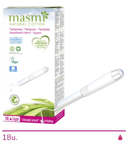 Masmi Tampones Aplicador Light Algodón Ecológico - 18 uds - Dietexpress