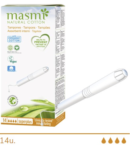 Masmi Tampones Aplicador Super Plus Algodón Ecológico - 14 uds - Dietexpress