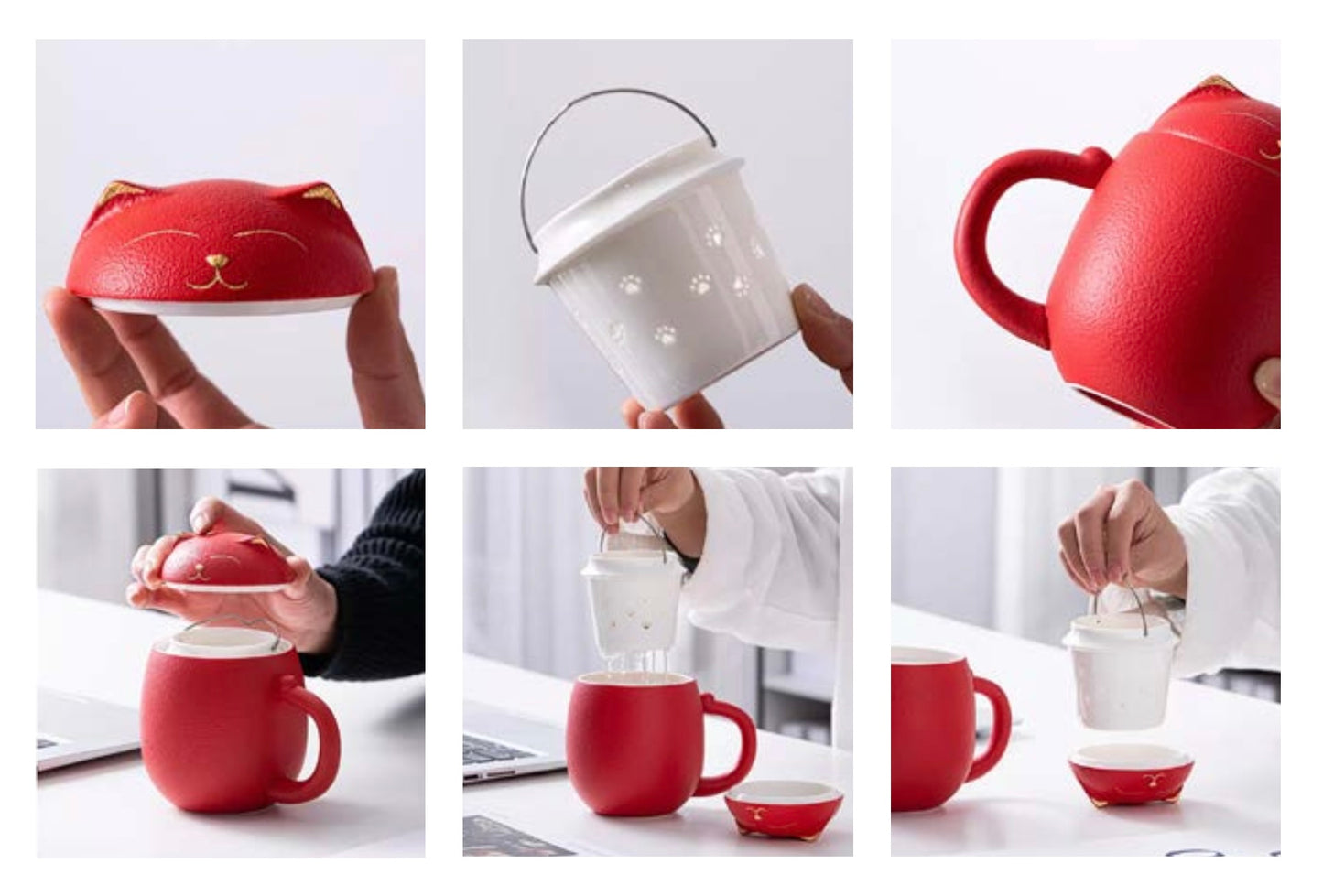 Himalaya Taza de Infusión con filtro Gato Rojo 380ml